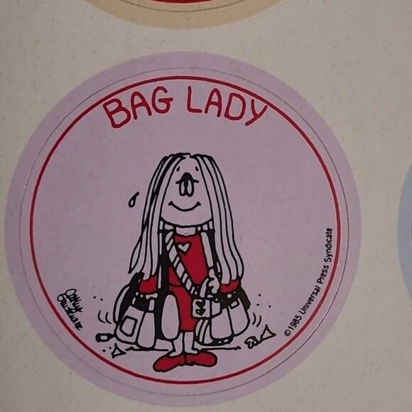 Vtg 80s CAthy Cathy Guisewite stickers on sheet page quantity 6 round Retro Y2k - Picture 10 of 16